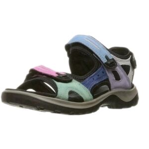 Ecco Womens Yucatan Offroad Sandals Hiking  Suede Leather Sz 7.5 /38 Multi Color